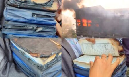 সব পুড়ে গেলেও অক্ষত আছে ৪টি কোরআন শরীফ